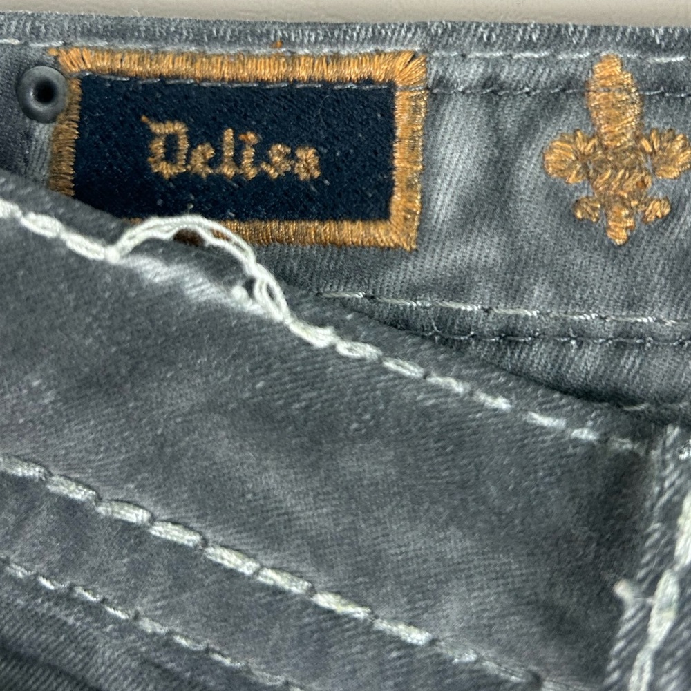 Rock Revival Delisa Skinny Low Rise Dark Gray Jeans Sequins Womens 27 Y2K - Picture 15 of 15